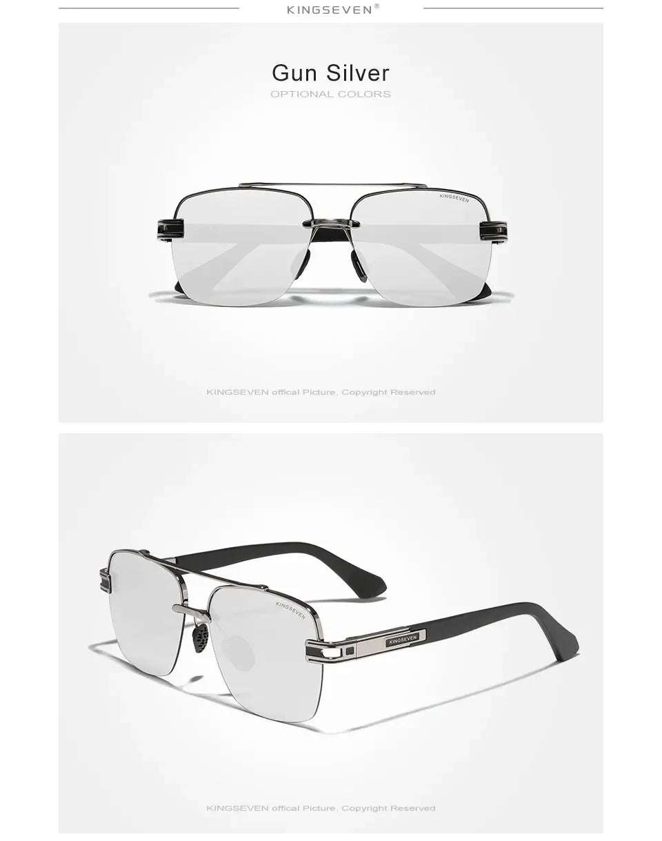 KINGSEVEN Fashion Sunglasses Men Polarized UV400 Glasses Women Square Large Half Frame Male Female Fishing Driving Eyewear