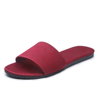 Summer New Home Slippers Fashion Flat Casual Satin Simulation Silk Slippers Indoor Non-slip Peep Toe Slides Wedding  Flip Flops