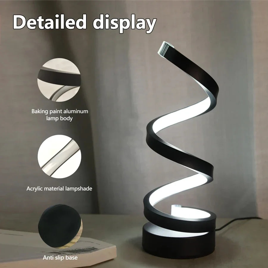 Table Lamps for Living Room, Modern Spiral Dimmable LED Table Lamp