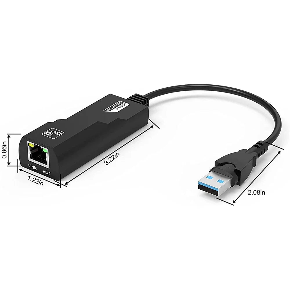 10/100/1000Mbps USB 3.0 Wired USB To Rj45 Lan Ethernet Adapter Network Card for PC Macbook Windows 10 Laptop