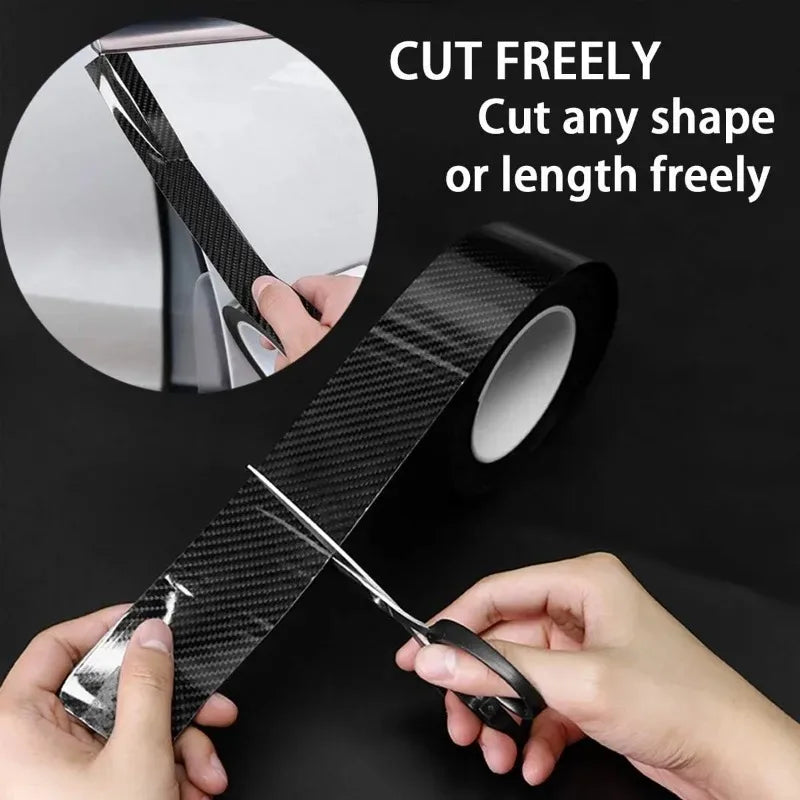 Nano Carbon Fiber Car Adhesive Tapes DIY Paste Strip Auto Door Sill Side Mirror Anti Scratch Stickers Waterproof Protection Film