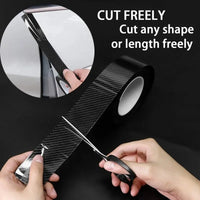 Nano Carbon Fiber Car Adhesive Tapes DIY Paste Strip Auto Door Sill Side Mirror Anti Scratch Stickers Waterproof Protection Film
