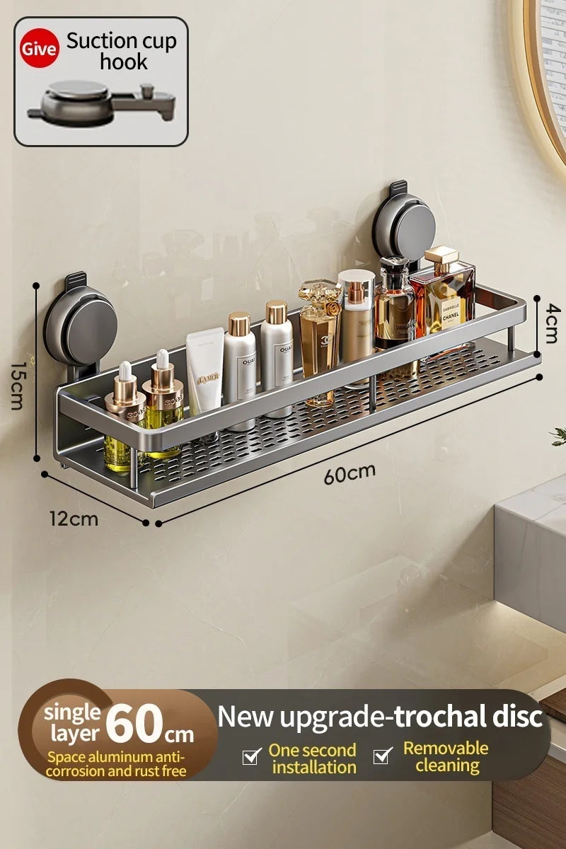 No Drill Bathroom Suction Cup Storage Shelf Storage Shelf Bathroom Perforation-Free Wall Hanging Vanity Toilet Triangle Basket R