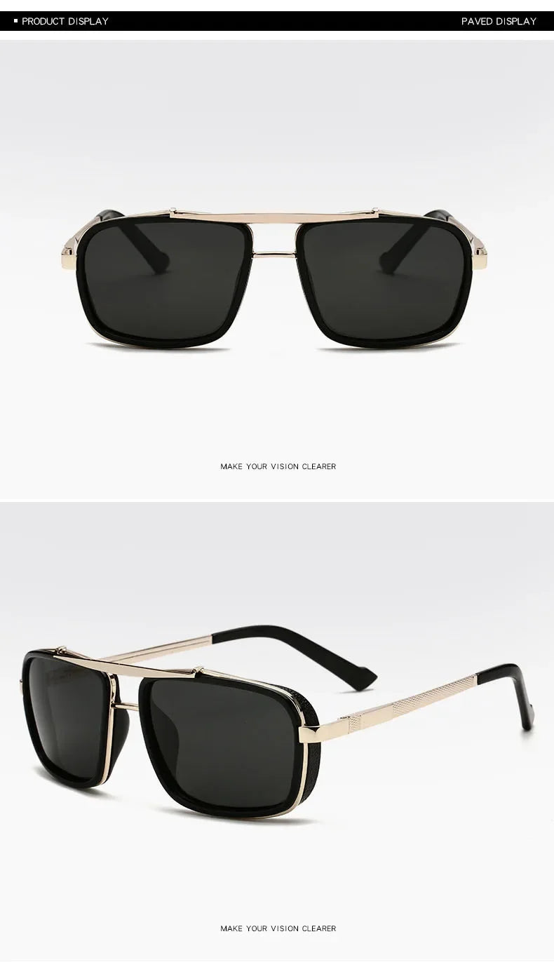 Polarized Punk Sunglasses Men Vintage Fashion Steampunk Square Sun Glasses Male Driving Googles Summer Travelling Shades UV400