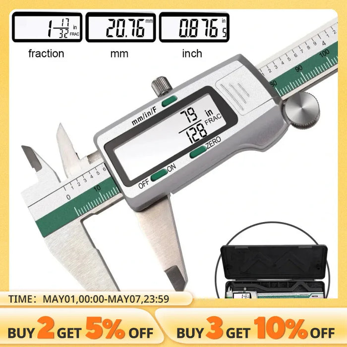 YIYOUBAO ET50 150mm Digital Caliper Stainless Steel Fraction / MM / Inch 0.01mm High Precision for Mechanical Components Measure