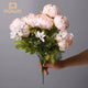 WQNJIN 13 Heads Peony Silk Artificial Flowers Vintage Bouquet Peonies Flowers for Home Table Centerpieces Wedding Decoration