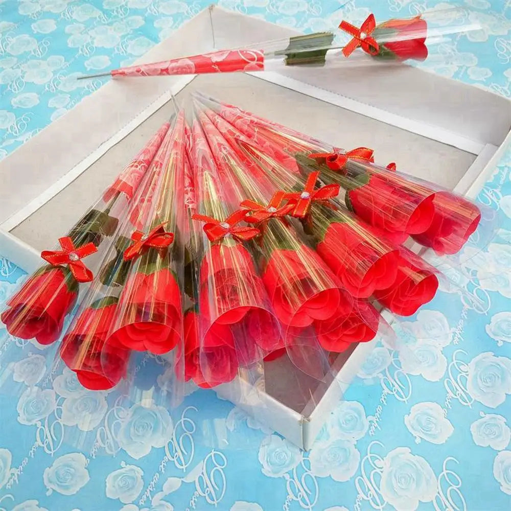 New Artificial Flower 10 Pcs Single Stem Artificial Rose Soap Made Flowers Decoration Valentine Gift