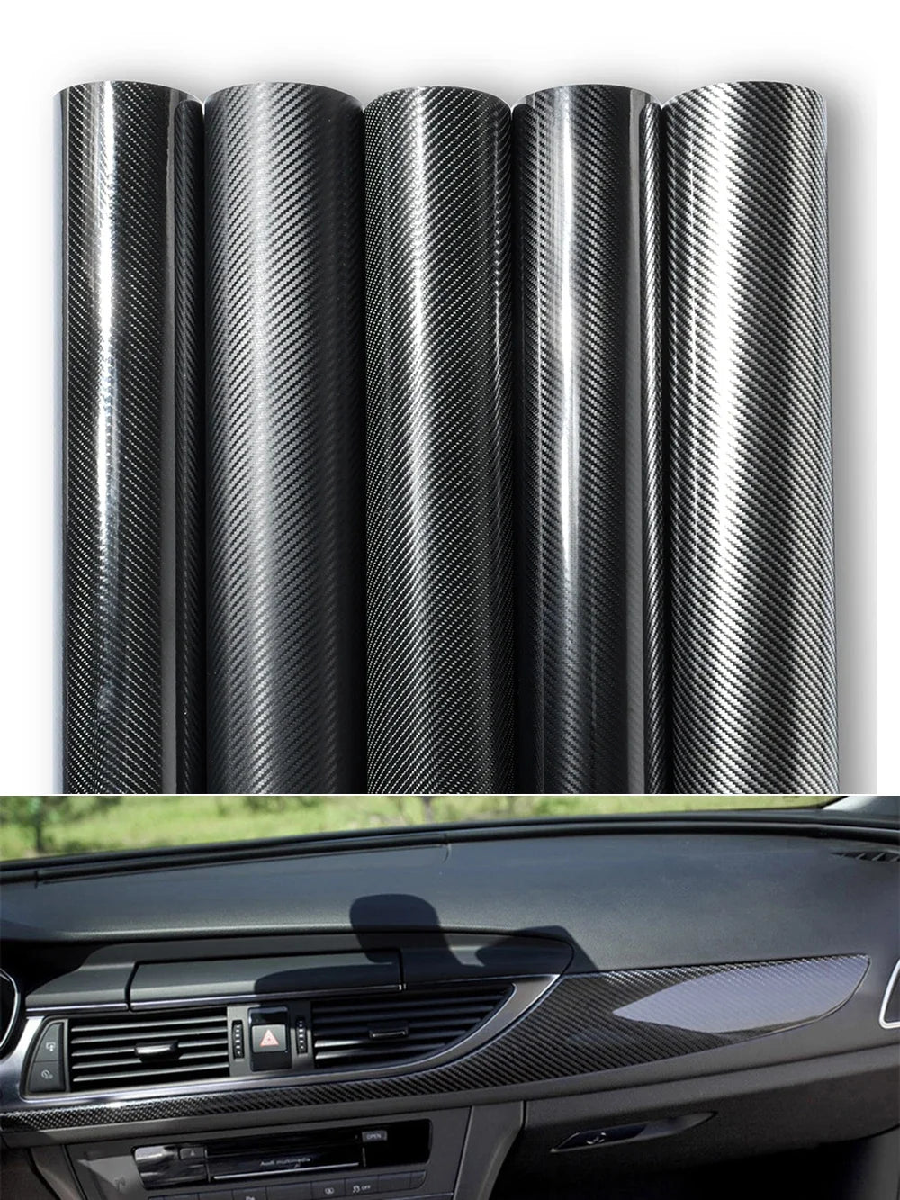 Glossy Carbon Fiber Wrap Vinyl Film 2D 3D 4D 5D 6D Car Sticker Auto Motorcycle Wrapping Covering Film Decorative Car Accessories
