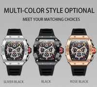 Luxury Brand Tonneau Watch for Men Classic Stainless Steel Chronograph Quartz Watches Fashion Sport Waterproof Reloj Hombre Gift