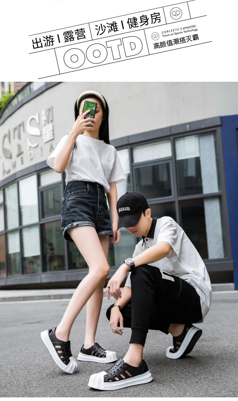 Men sandals outdoors Hole sandals for men Breathable Thick Bottom Unisex Soft EVA Non-slip Women sandals summer 2024 Beach Shoes