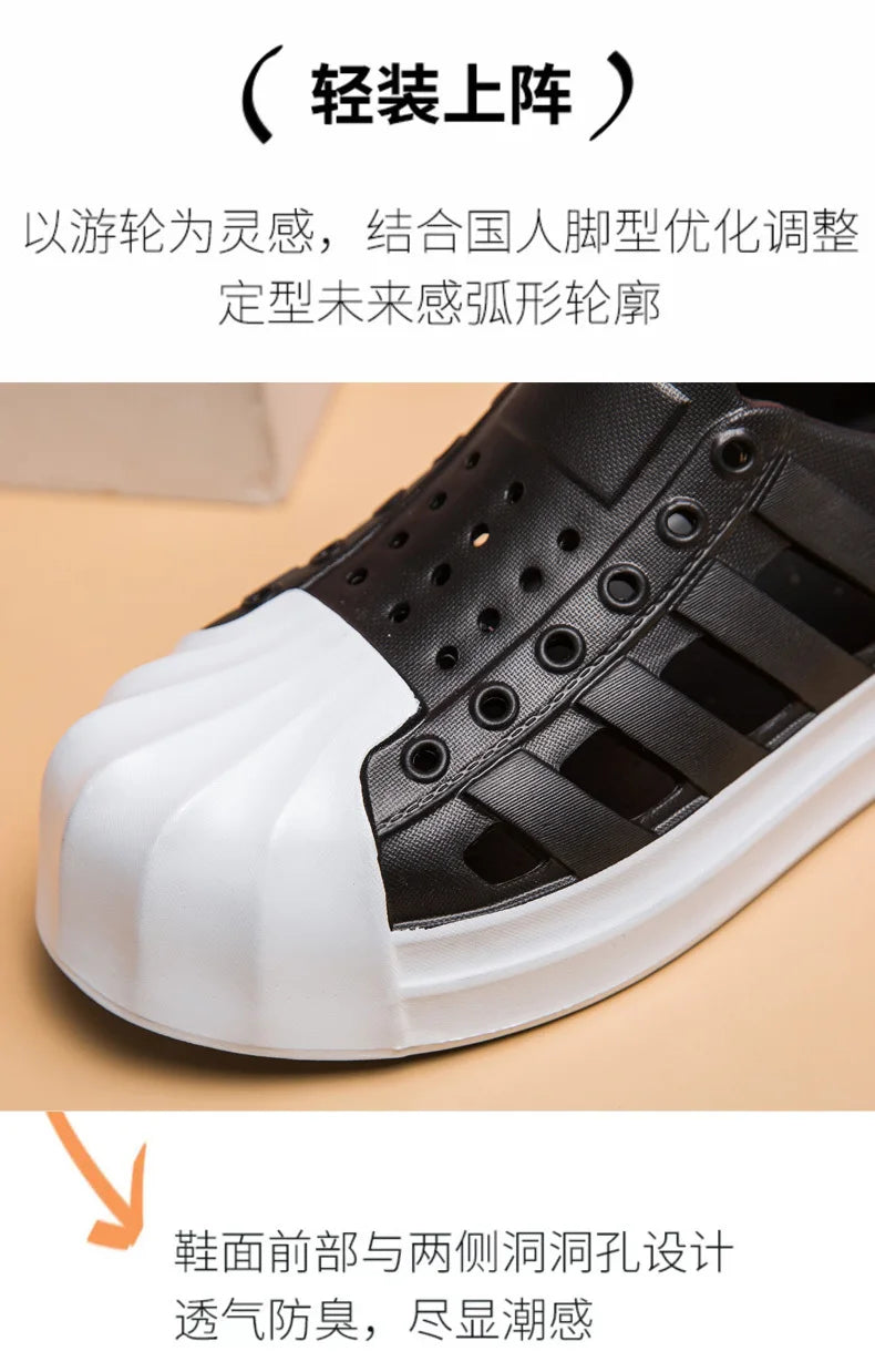 Men sandals outdoors Hole sandals for men Breathable Thick Bottom Unisex Soft EVA Non-slip Women sandals summer 2024 Beach Shoes