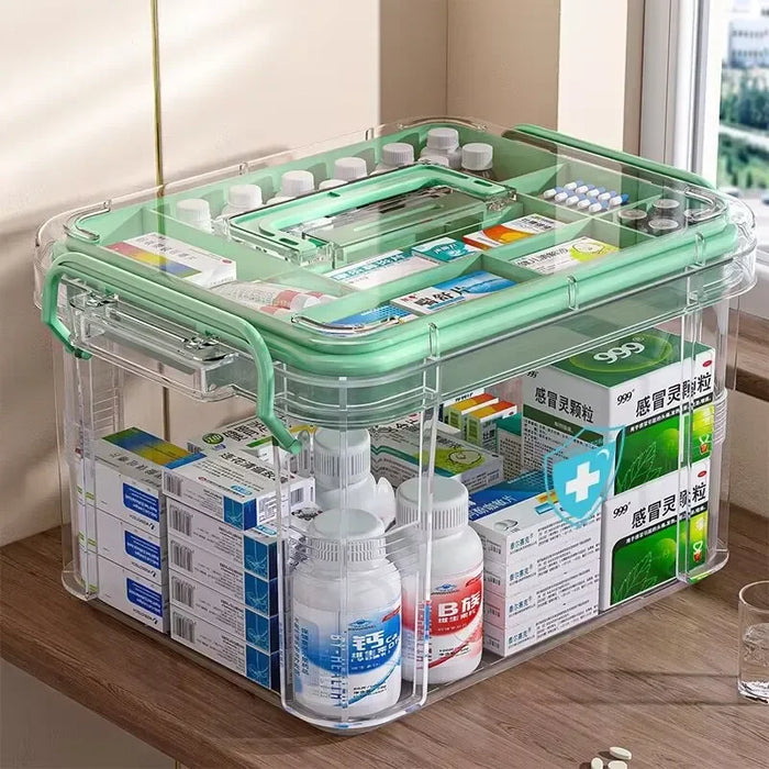 Large-capacity Multi-layer Transparent Storage Box Household Transparent Sorting Medical Emergency Portable Medicine Box