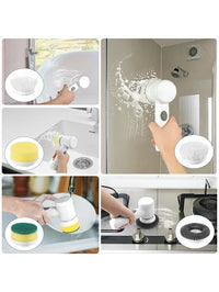 New Electric Spin Scrubber,Bathroom Cleaning Brush Power Scrubber with 5 Replaceable Brush Heads, 5 in 1 Electric Cleaning Brush