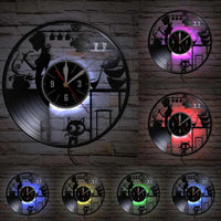 Modern Kitchen Artwork Teapot Wall Clock Tea Room Wall Decor Teapot Retro Vinyl Record Wall Clock Kitchen Decorative Wall Watch
