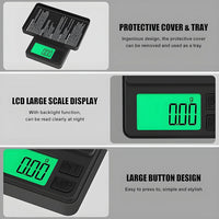 Precision Pocket Scale 1000g X 0.1g - Digital Gram Food Jewelry Ounces/Grains Scale with Backlit LCD - Mini Scale for Travel