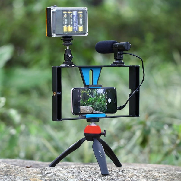 PULUZ Smartphone Vlogging Kit Video Recording Equipment with Tripod Fill Light Shutter for Camera Phone Youtube Set Vlogger KIT