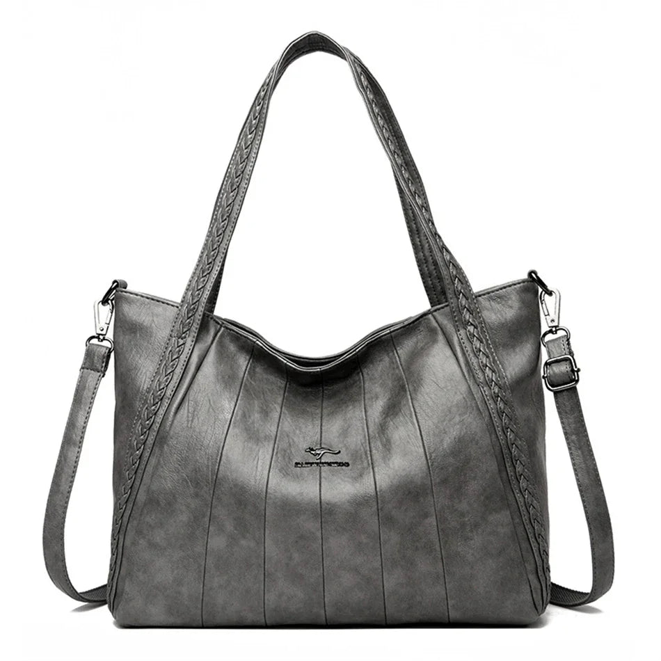Luxury Soft Leather Handbag Women's New Casual Tote Bag Designer Ladies Large Shoulder Crossbody Handle Sac for Female Patchwork