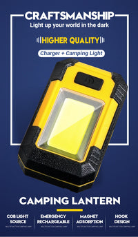 Portable Working Light COB High Bright Flashlight 3Lighting Modes Outdoor Waterproof Camping Fishing Multifunctional Tool Torch