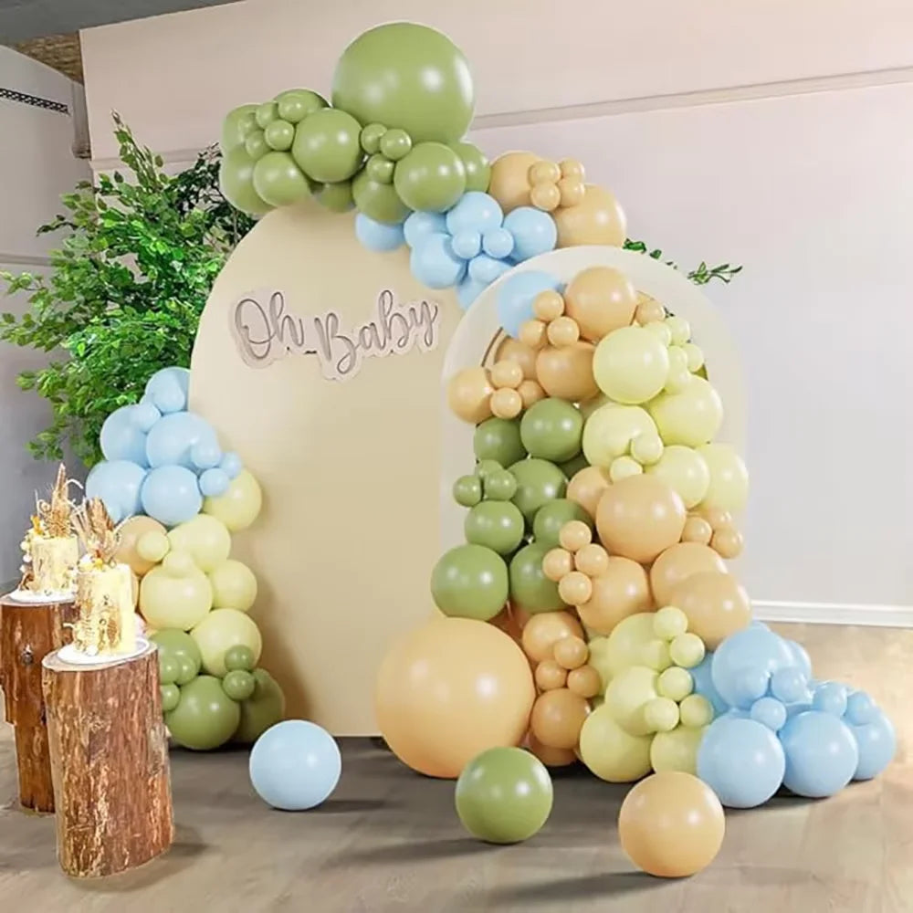 White Sand Balloons Garland Sage Green Gold Balloon Arch Kit Birthday Party Baby Shower Wedding Bride Shower Decoration Globos