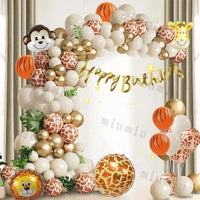 Jungle Safari Green Balloon Garland Arch Kit Kids Birthday Party Supplies Deer Pattern Gold Latex Ballons Baby Shower Decoration