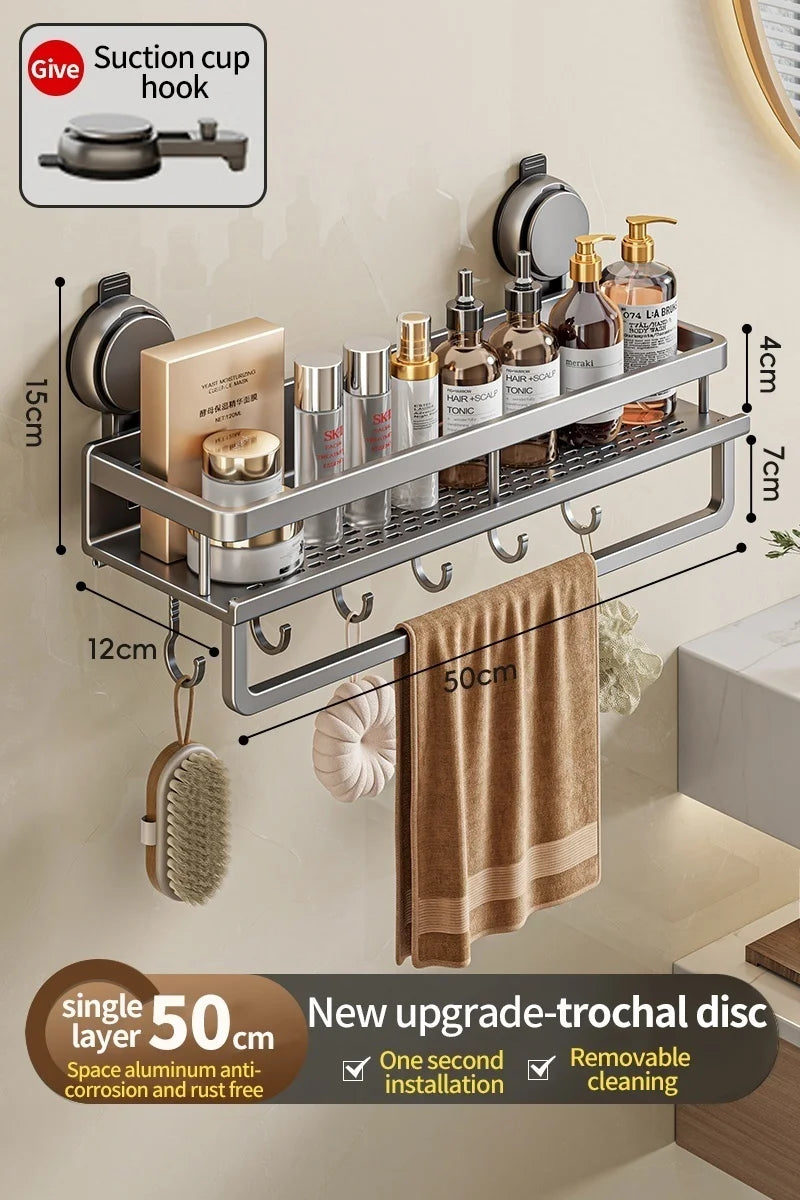 No Drill Bathroom Suction Cup Storage Shelf Storage Shelf Bathroom Perforation-Free Wall Hanging Vanity Toilet Triangle Basket R