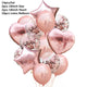 10/14pcs Mix Pink Rose Balloons Heart Star RoseGold Confetti Balloon Birthday Party Decorate Kids Adult Air Balls Wedding Globos