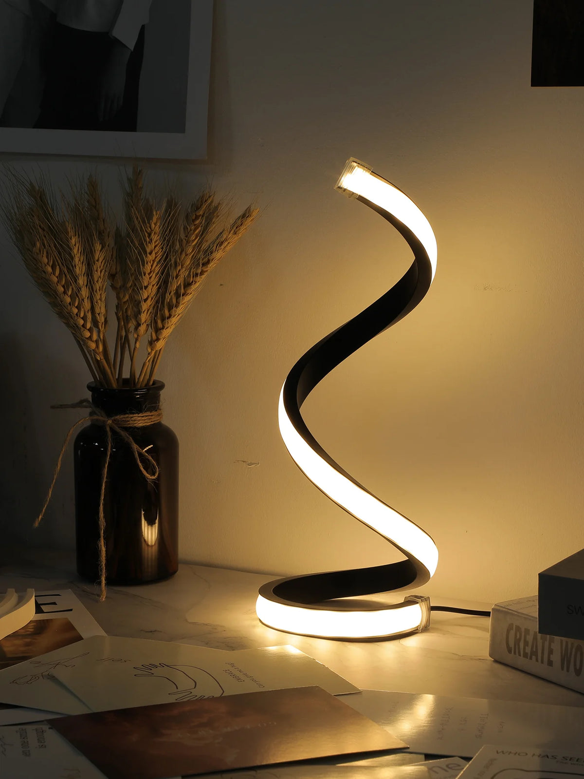 LED Spiral Table Lamp - Modern Three Speed Dimming