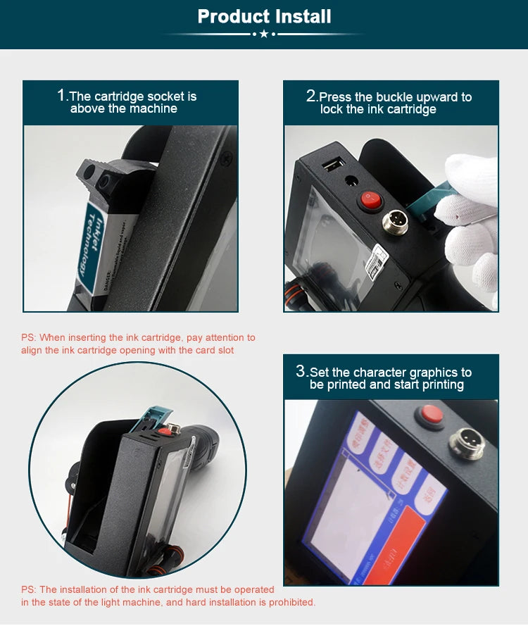 Phezer A Level Ink 1/3/5/10pcs Handheld Online Inkjet Printer Cartridge Quick Dry Black B Level 12.7mm Original Parts Office