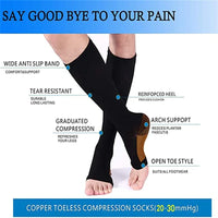 1 Pairs S-XXL Compression Socks Medical Prevent Varicose Veins Toeless Support Hose for Women Men