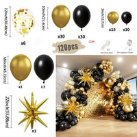 White and Gold Balloons Garland Arch Kit with Starburst Foil Balloon for Wedding Anniversary Birthday Party Decorations Supplie