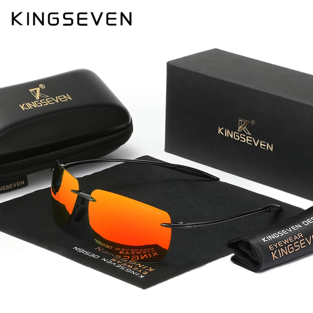 KINGSEVEN Brand New Rimless Sunglasses Polarized UV400 Men Driving Ultralight Rectangle Frameless Glasses Women Fishing Eyewear