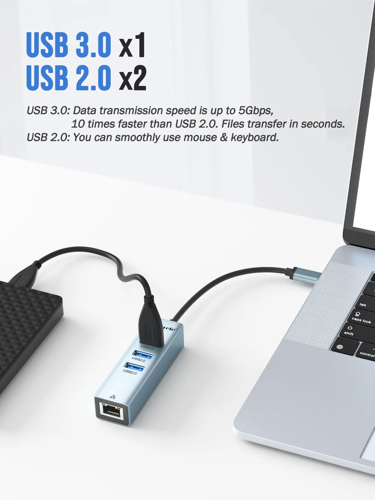 Lemorele TC48 USB Ethernet Adapter USB 3.0 Network Card for Macbook USB C to RJ45 Ethernet Adapter for PC Laptop Network Card