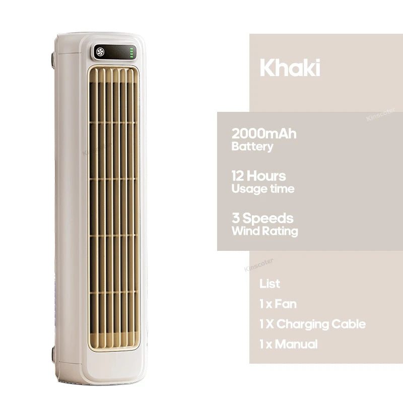Newest Wall Mounted Air Conditioning Fan Silent Household Rechargeable Tower Fan Vertical Desktop Air Cooler  for Bedroom Living