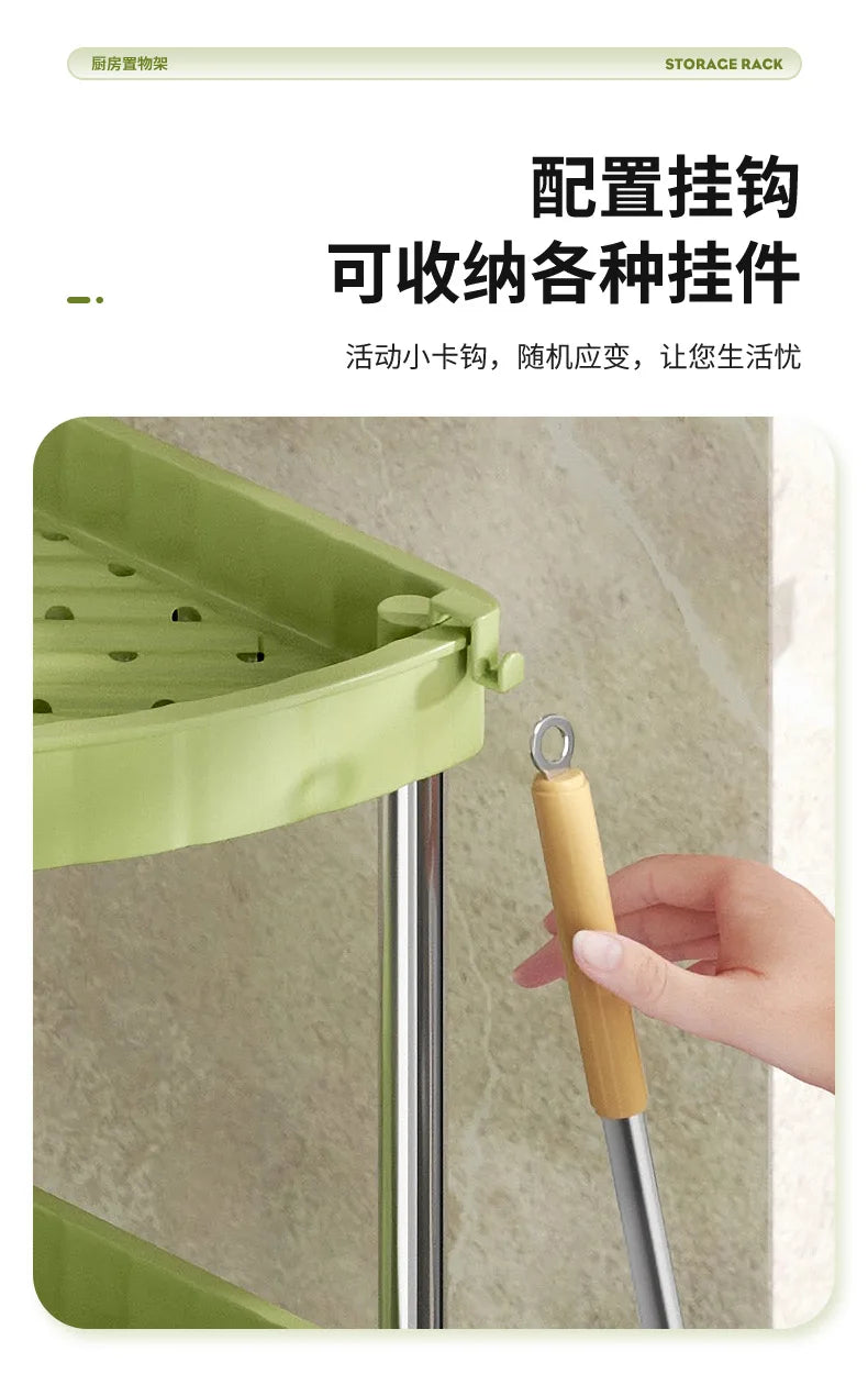 Kitchen Spice Rack Shelf Countertop Corner Multifunctional Seasoning Supplies Rack Saving Spice Rack Organizer with Hooks