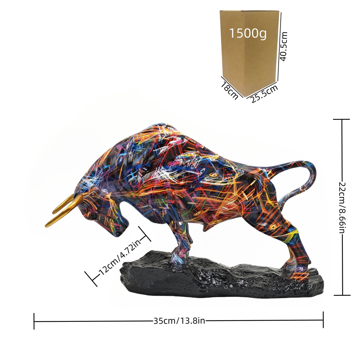 Resin Wall Street-Inspired Charging Bull Statue