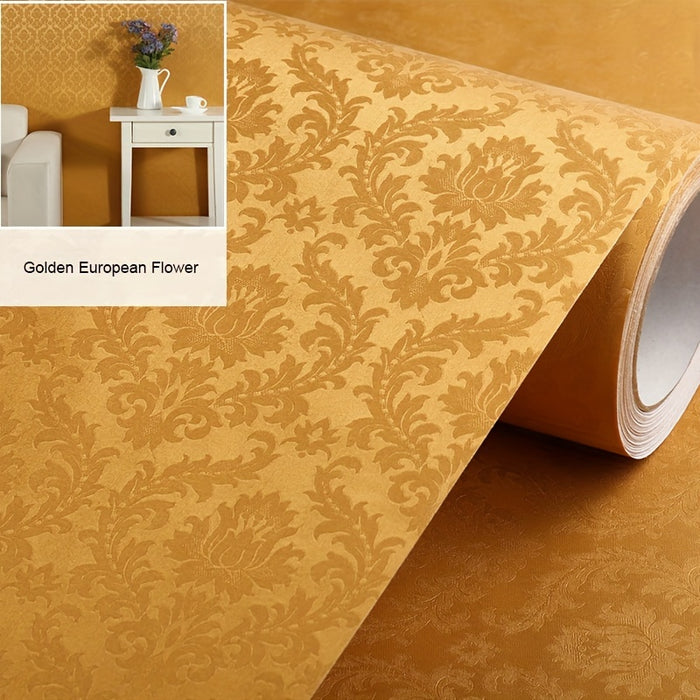 Golden Self-adhesive Wallpaper, European Style