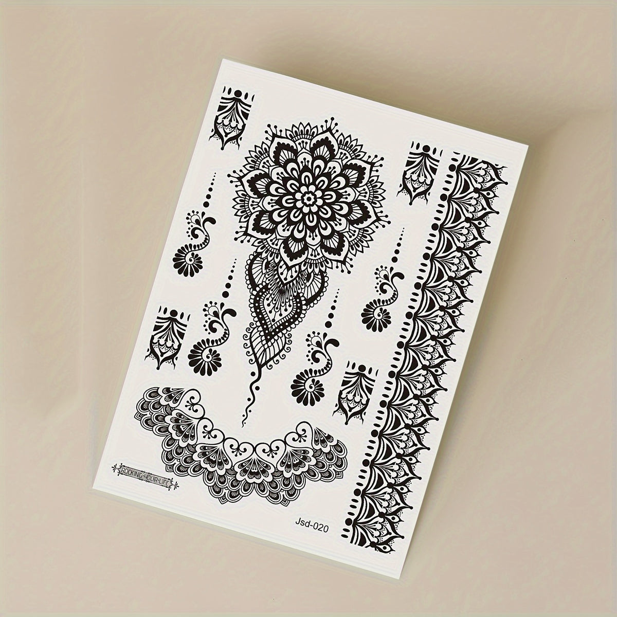 STARTTOOS Black Lace Floral Temporary Tattoo Stickers - Waterproof, Realistic Finger & Wrist Designs for a Chic Look