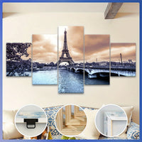 Wooden Framed Canvas, Eiffel Tower Theme Poster - 5pcs