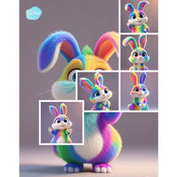 Acrylic Flat, 6pcs Easter Colorful Rabbit Ornaments