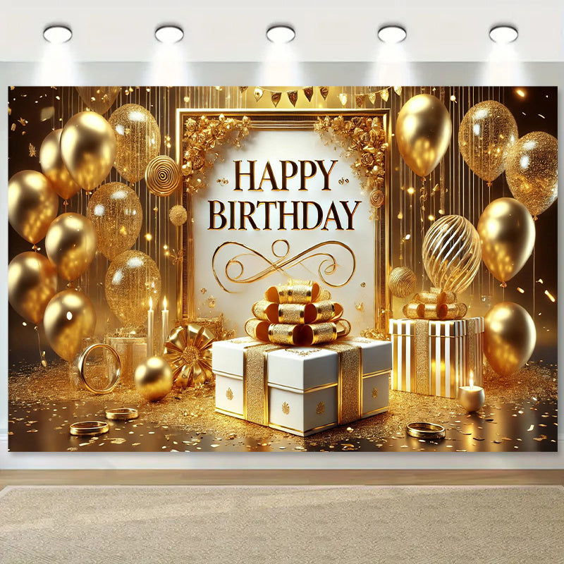 Luxurious Golden-Themed Happy Birthday Backdrop - 243.84x182 cm