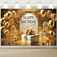 Luxurious Golden-Themed Happy Birthday Backdrop - 243.84x182 cm