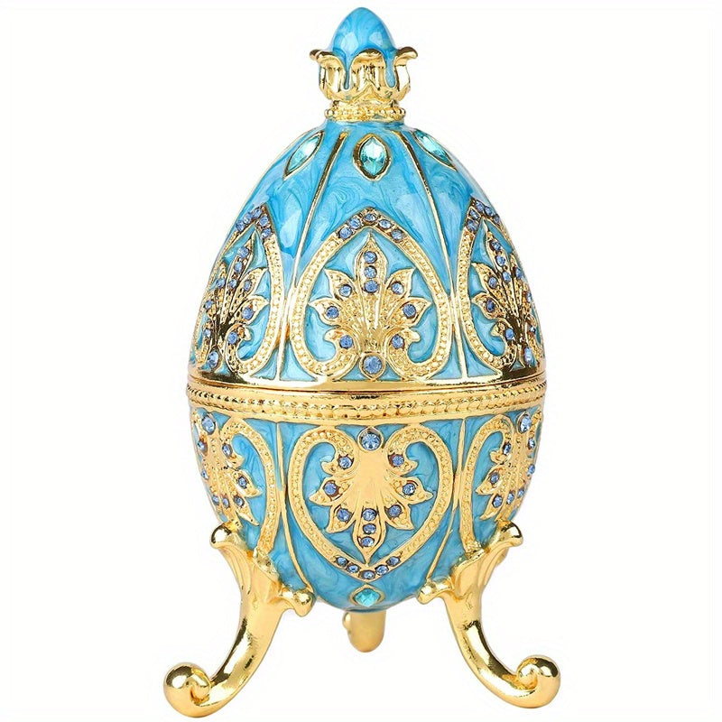 Elegant Hand-Painted Faberge Egg Trinket Box