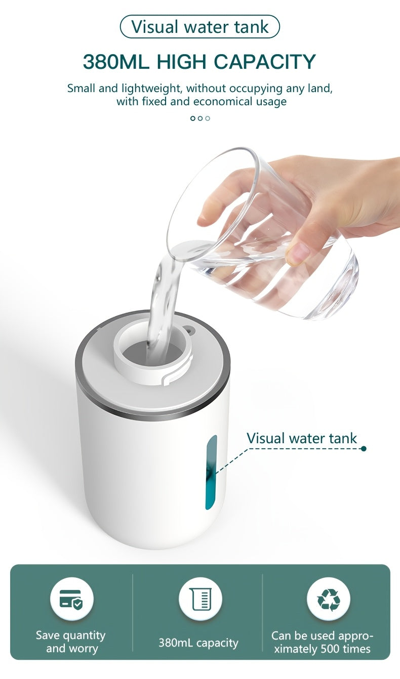 A 380Ml Bathroom Liquid Dispenser for Hand Soap, Featuring a Rechargeable, Wall-Mounted Automatic Sensor.