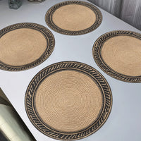 4-Pack Vintage Golden Round Placemats, 38.1cm Polyester Non-Slip Washable Table Mats for Home, Kitchen, Banquet, Party Dining Decor