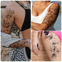 Realistic Floral Temporary Tattoos, Waterproof - 12-Pack