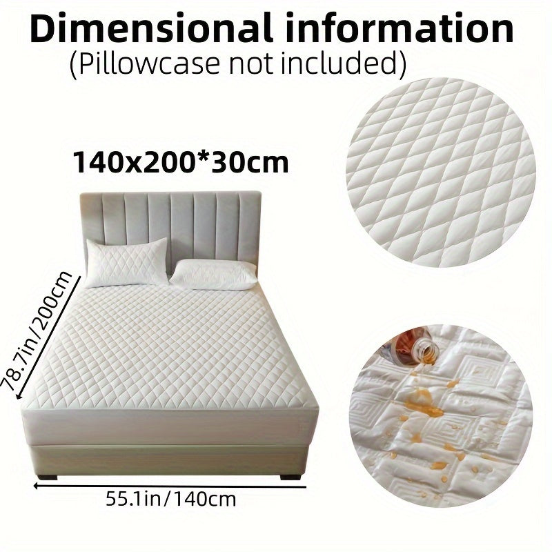 1pc Layered Solid Color Waterproof Mattress Protector (Without Pillowcase And Pillow Insert) Soft And Comfortable Mattress Cover Bedroom Guest Room Bedding Waterproof Mattress Protector Room Bedspread Non-slip All-inclusive P