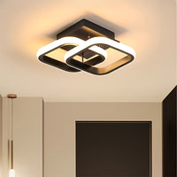 1pc Warm White / Three-color Changing Light Square Design Ultra-thin Anti-flicker Modern Nordic Ceiling Lamp Double Ring Chandelier / Geometric Combination Lamp / Living Room Main Lamp / Bedroom Decorative Lamp / Restaurant A