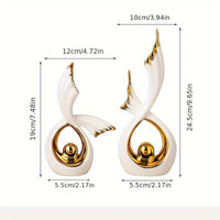 Glam Style Ceramic Decorative Ornaments Set - 2Pcs