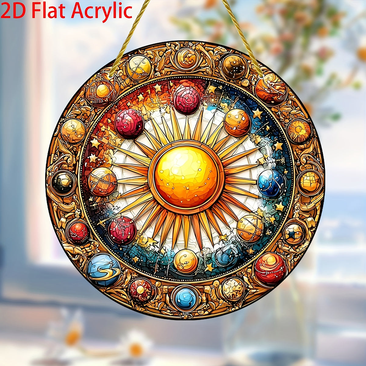 Cosmic Sun Catcher, 2D Flat Acrylic Planet Pendant