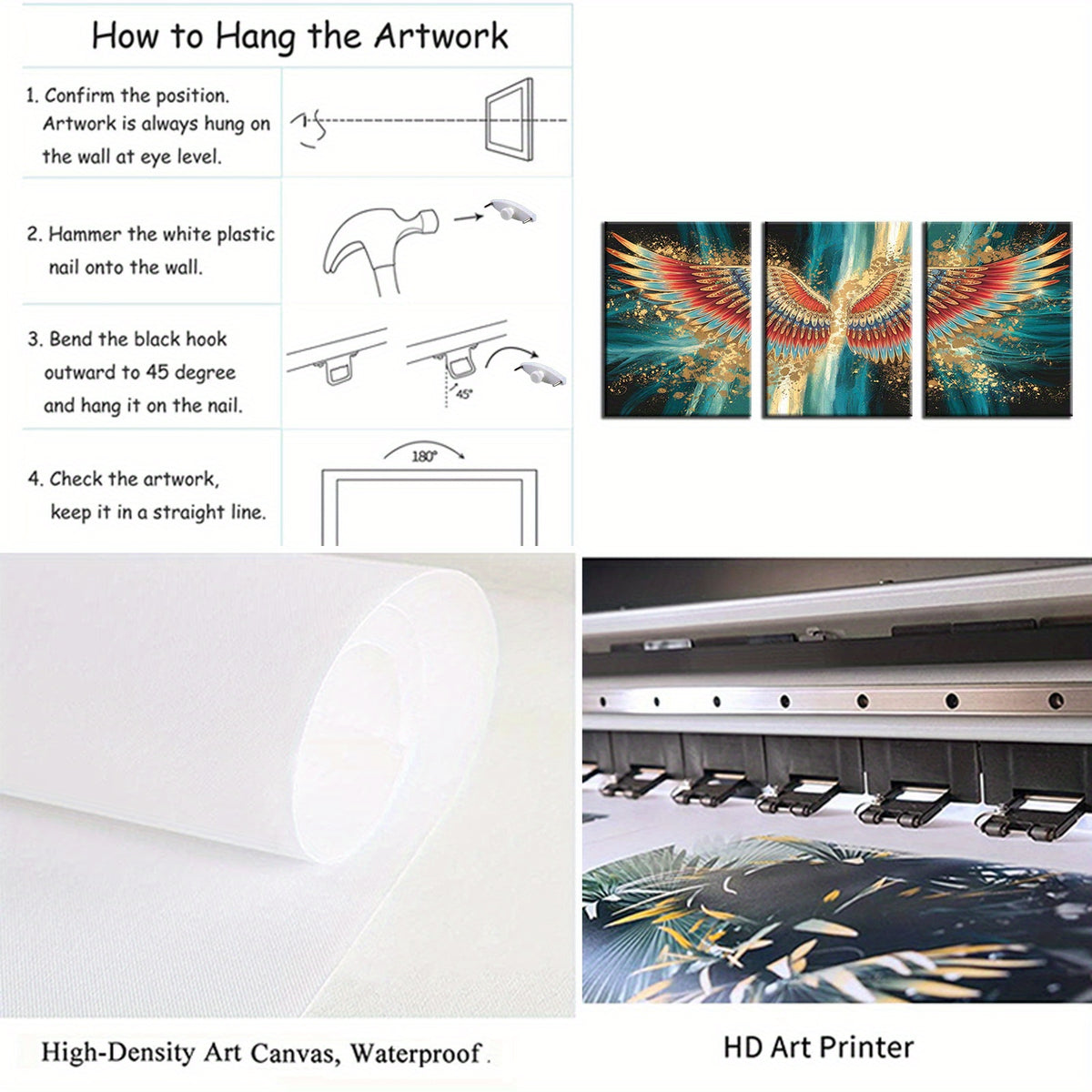 Angelic Wings Framed Canvas Wall Art Set - 3pcs